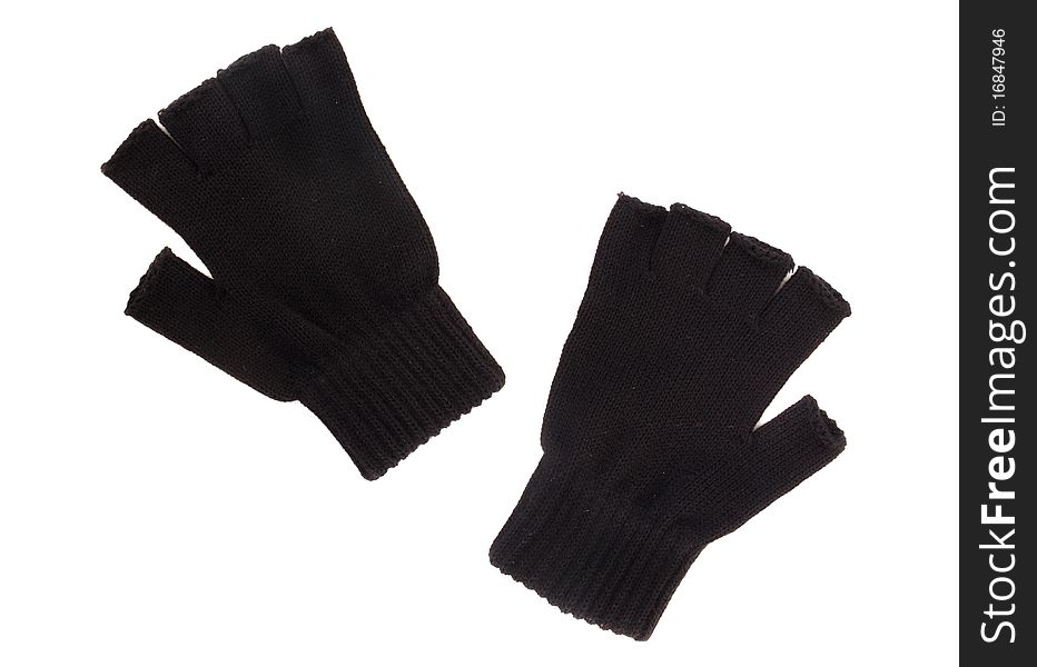 Series. Pair of black knitted gloves