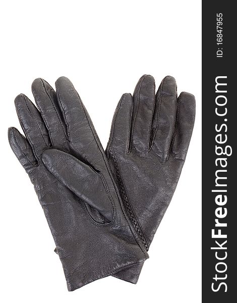 Series. Woman's black leather gloves