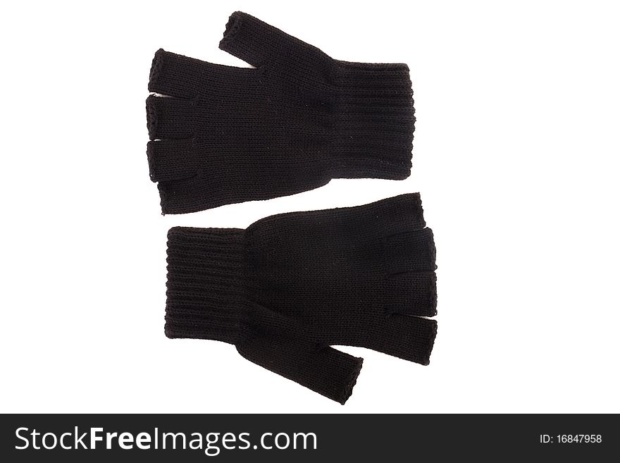 Series. Pair of black knitted gloves