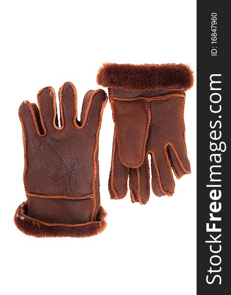 Leather Gloves With A White Background