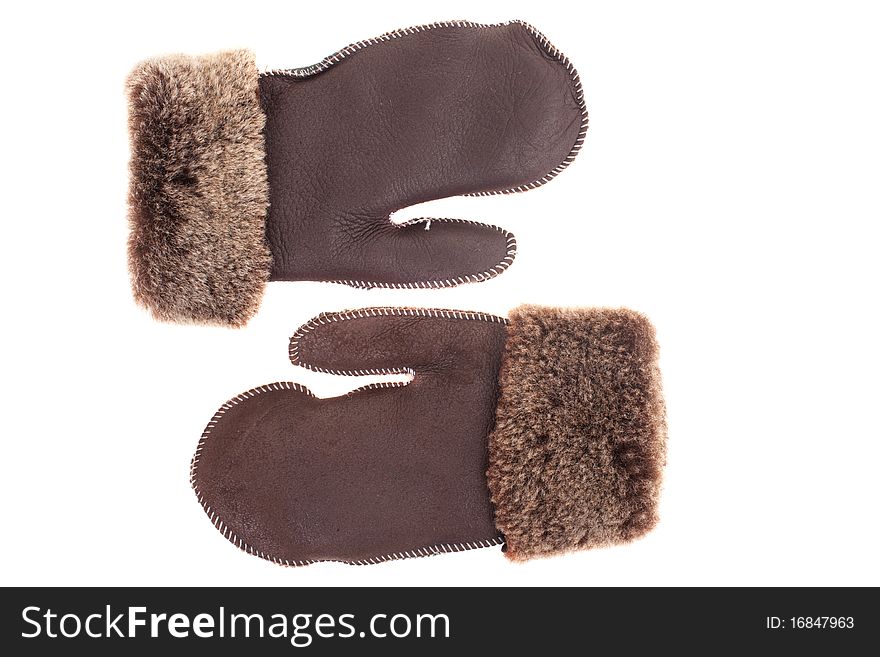 Leather Gloves With A White Background