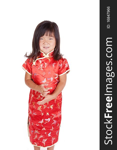 Chinese Youth Stand Smile Full Dress