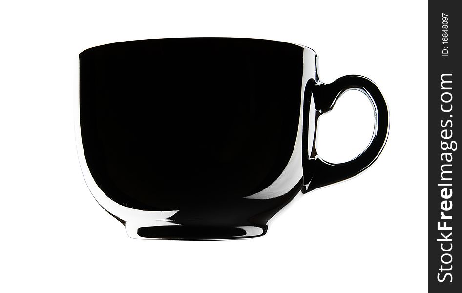 Black empty cup isolated on a white background. Black empty cup isolated on a white background