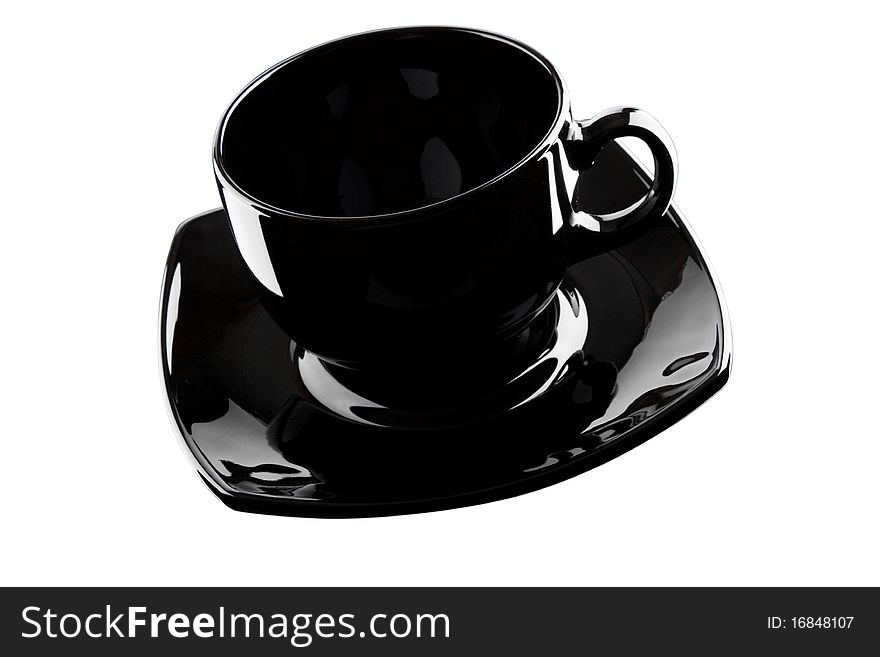 Black empty cup isolated on a white background. Black empty cup isolated on a white background