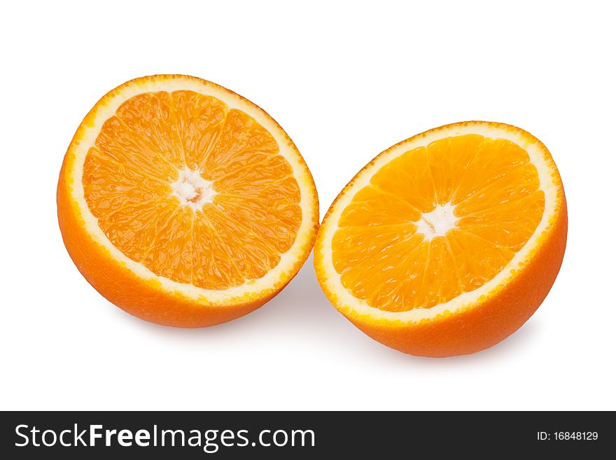 Slice of oranges isolated on white.