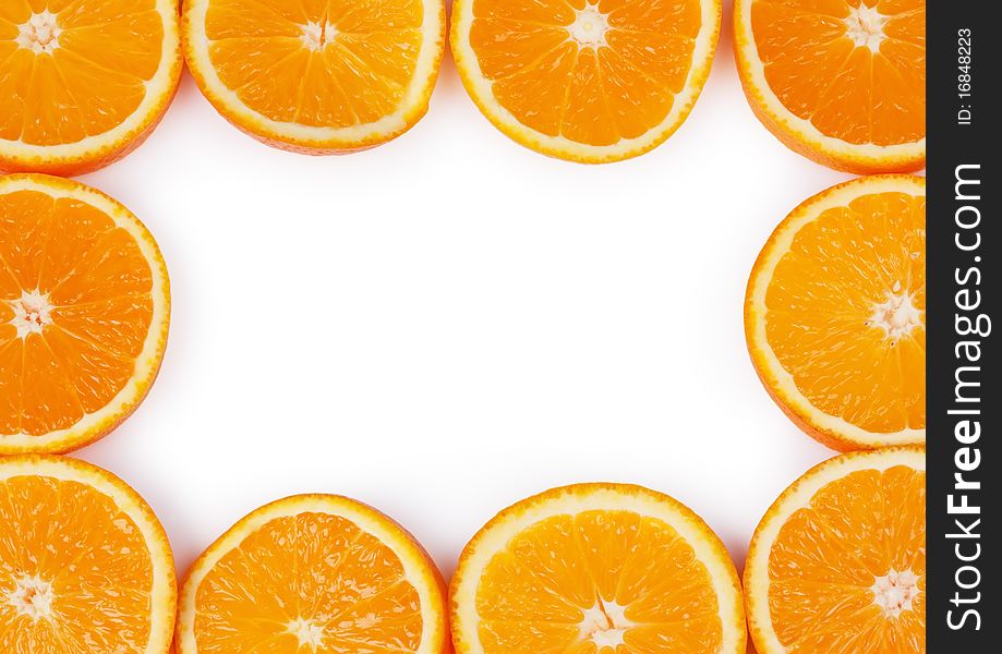 Slice of oranges isolated on white