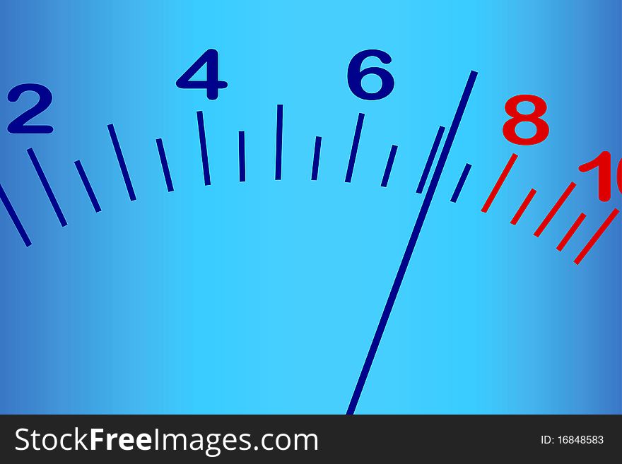 Scale with an pointer on a blue background. Scale with an pointer on a blue background