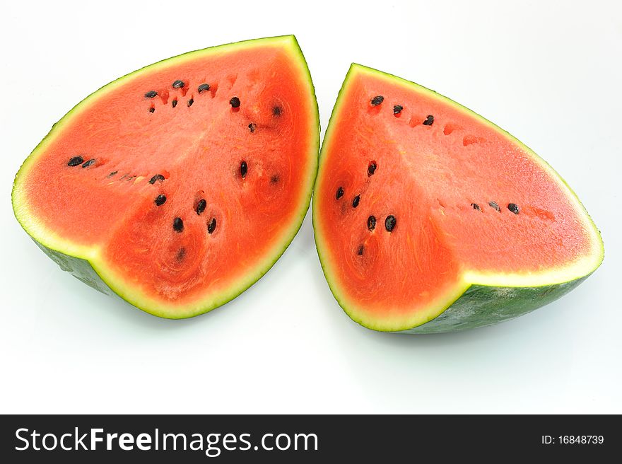 Half Watermelon on White background.