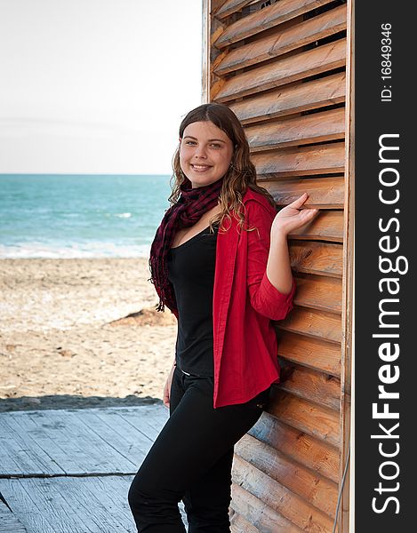 Attractive young woman blond on the beach. Attractive young woman blond on the beach