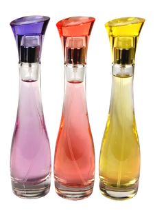 Three Glass Bottles Of Perfume Stock Photos