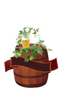 Beer Butt With Hop And Beer Royalty Free Stock Photo