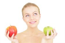 Girl Holding Apples Isolated Royalty Free Stock Photos