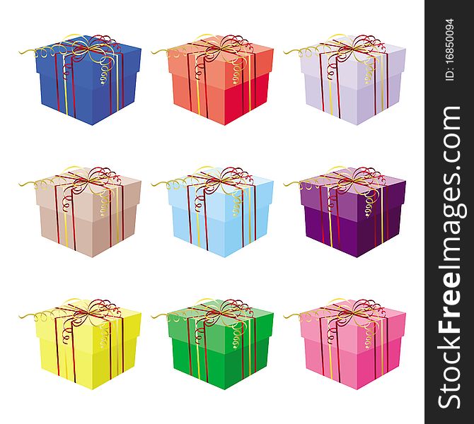 Set Of Nine Gift Boxes