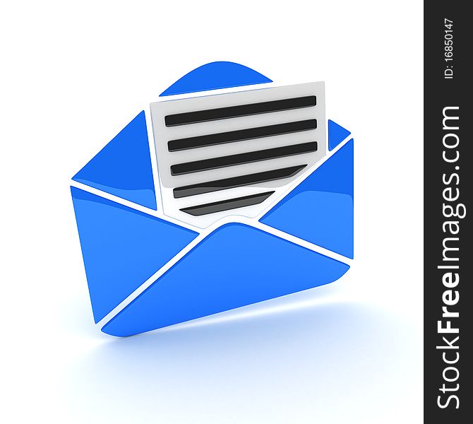 Abstract blue e-mail (done in 3d, isolated). Abstract blue e-mail (done in 3d, isolated)