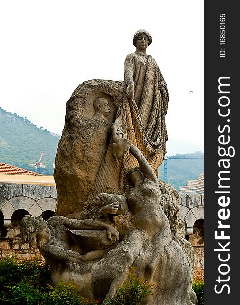 A statue in Monaco presented by foreign residents of Monaco to Prince Albert I on the 25th anniversary of his reign.