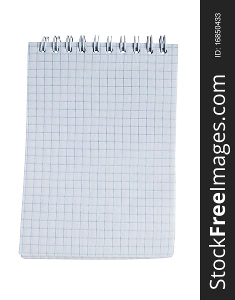 Spiral lined notebook isolated on white background
