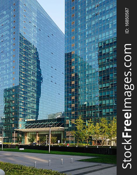 Glass curtain wall office building