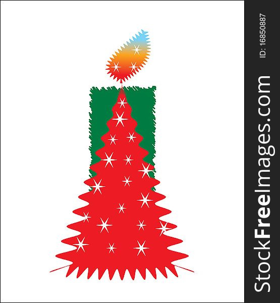 Red christmas tree with green candle background