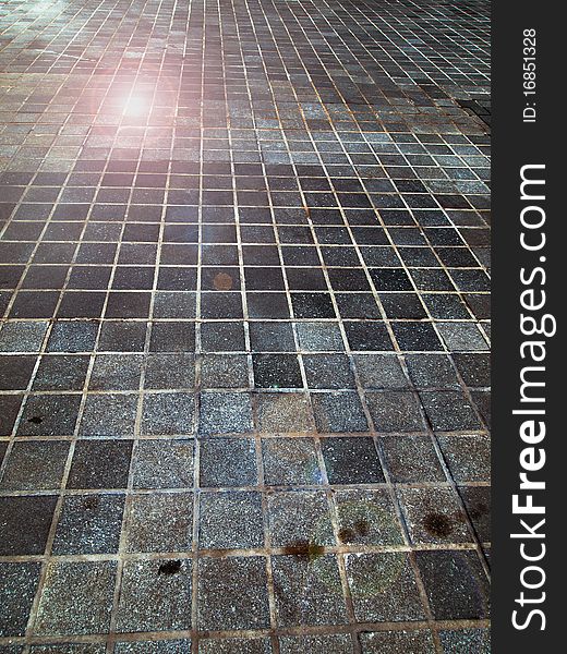 Floor covered with blue square stone