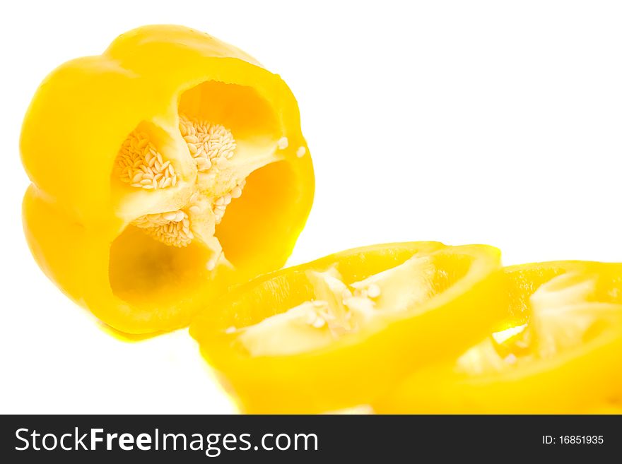 Fresh yellow pepper on white background