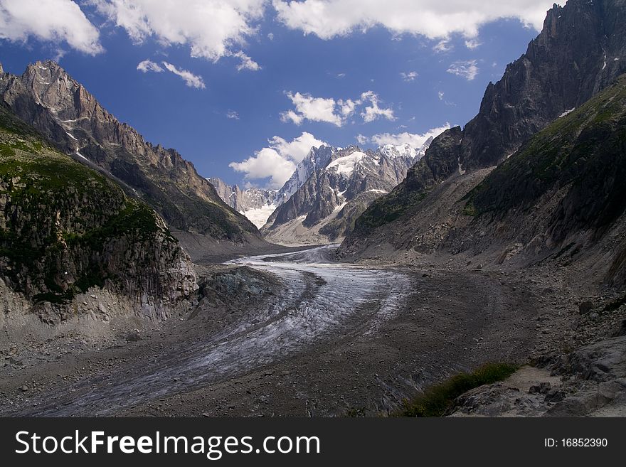 High mountain scenery; the longest glacier in France. High mountain scenery; the longest glacier in France