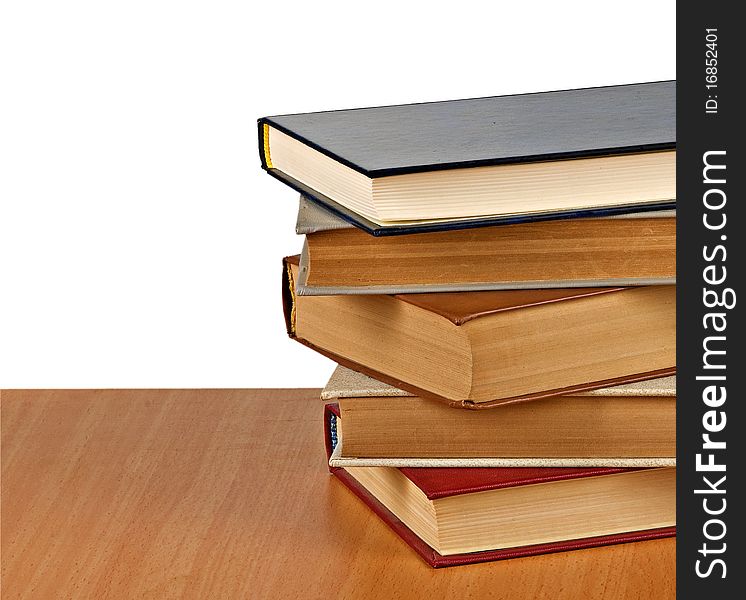 Close up of books on desk