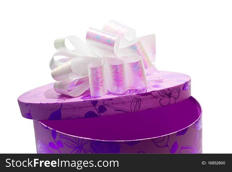 Festive box with a ribbon for gifts. Festive box with a ribbon for gifts