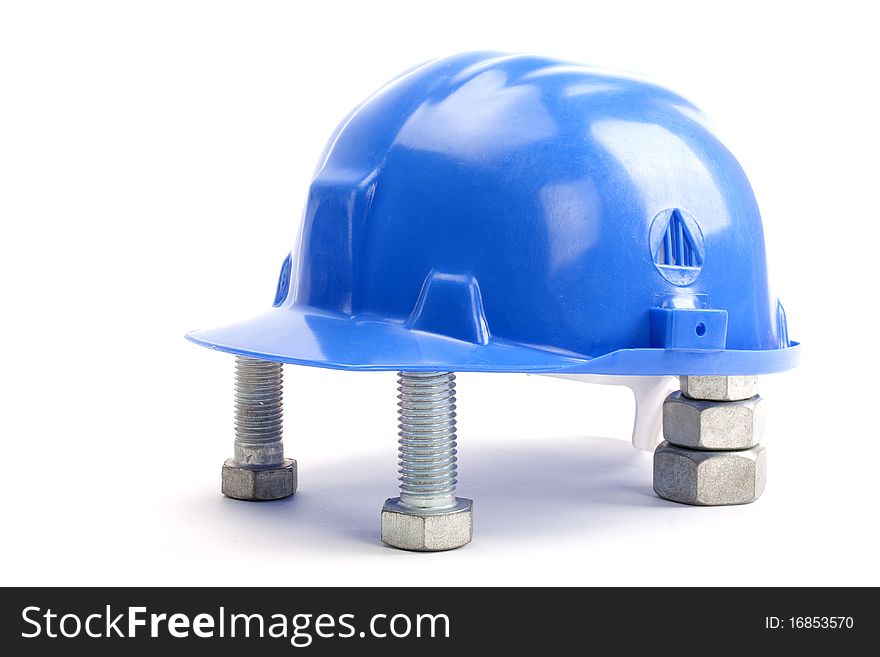 Blue hard hat with path. Blue hard hat with path