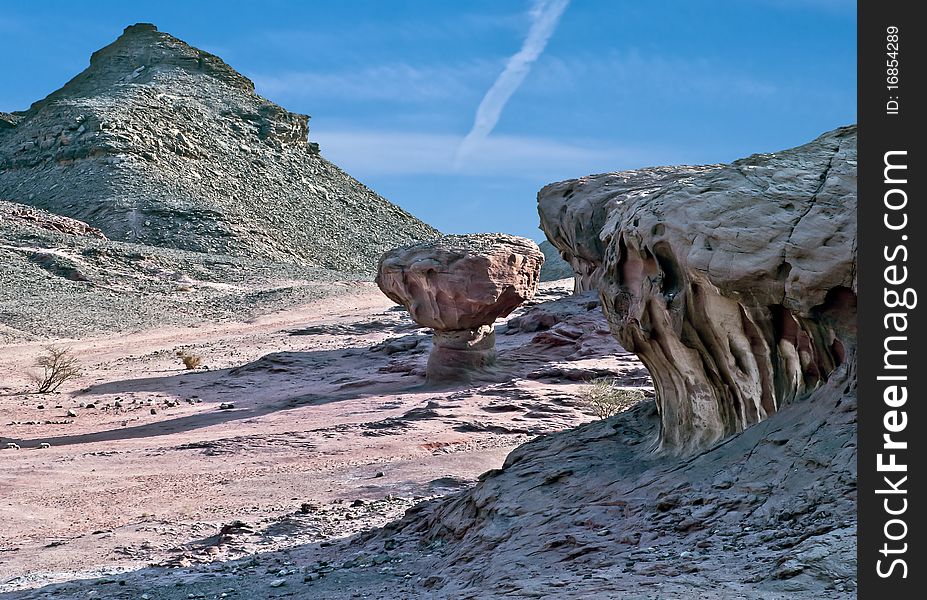 There are a lot of unique geological formations at Timna national park of Israel. There are a lot of unique geological formations at Timna national park of Israel