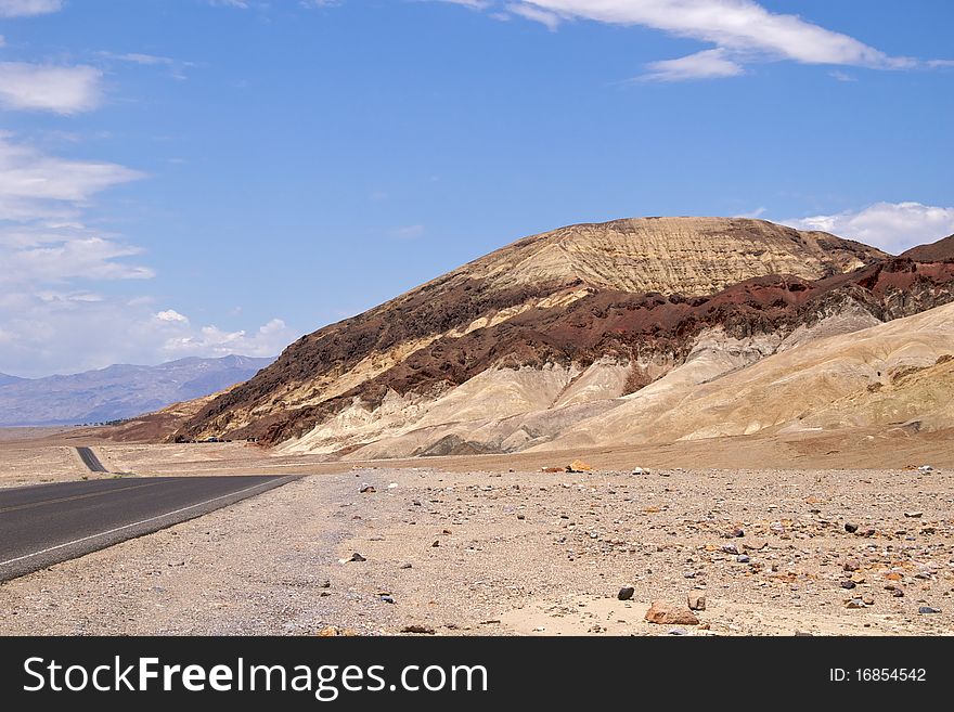 Deserted road, Artists Drive, Death Valley National Park. Deserted road, Artists Drive, Death Valley National Park