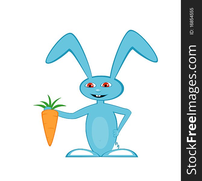 Cartoon Blue Hare With A Carrot