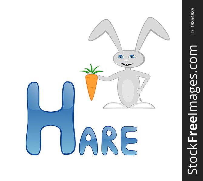 Funny alphabet for children. Hare - letter H. Funny alphabet for children. Hare - letter H.