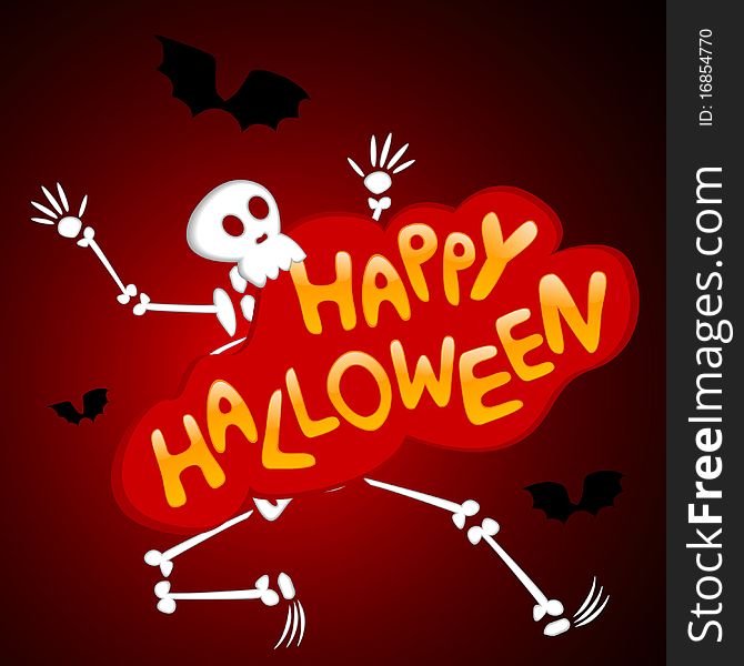 Vector illustration of halloween congratulatory title with skeleton. Vector illustration of halloween congratulatory title with skeleton