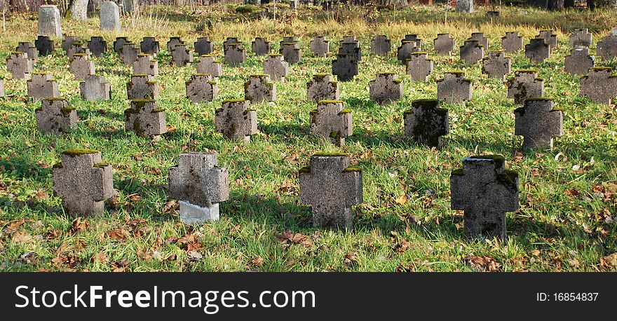 Old grave stones in a row. Old grave stones in a row