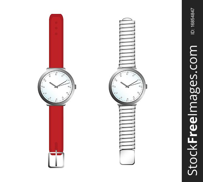 Vector illustration of two cartoon watches