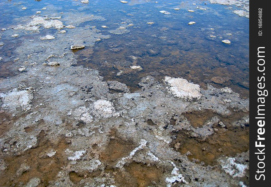 Close-up of the water of Badwater Basin, Death Valley National Park. Close-up of the water of Badwater Basin, Death Valley National Park