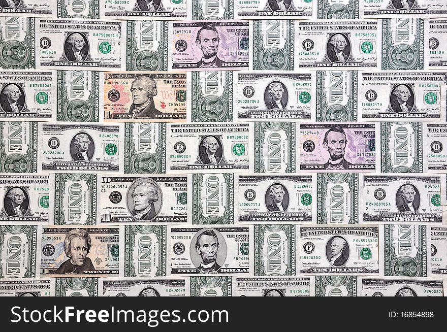 Background from different US banknotes. Background from different US banknotes.