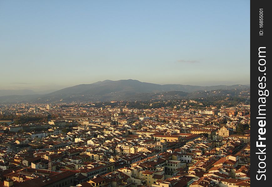 A view over the rooftops of Florence in Italy from the Bell tower. A view over the rooftops of Florence in Italy from the Bell tower