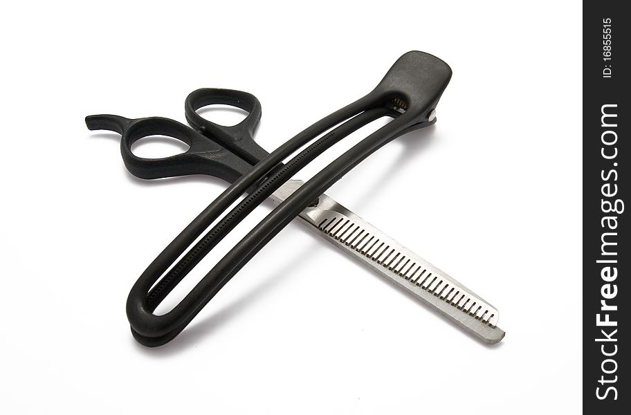 Hairpin and clipper on white