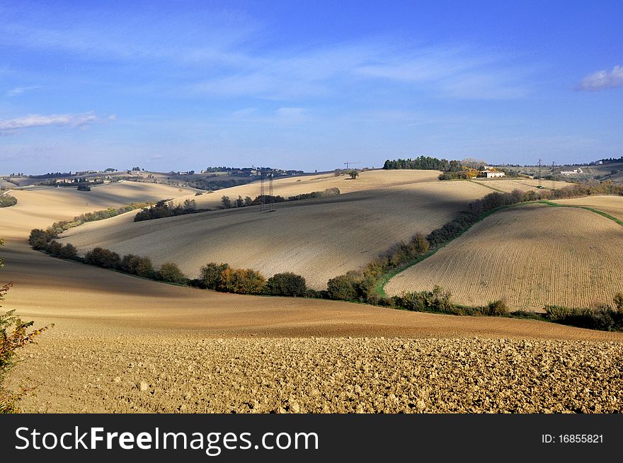 Landscape of fields and countryside in autumn. Landscape of fields and countryside in autumn