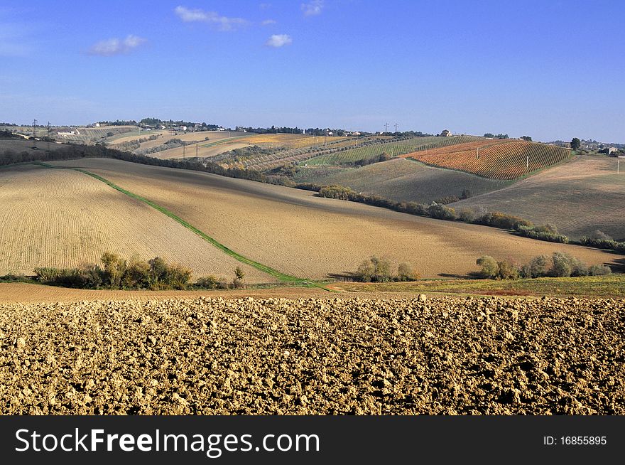 Landscape of fields and countryside in autumn. Landscape of fields and countryside in autumn
