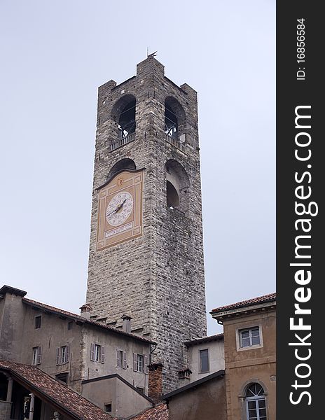 The Campanone's tower in Bergamo alta, Italy