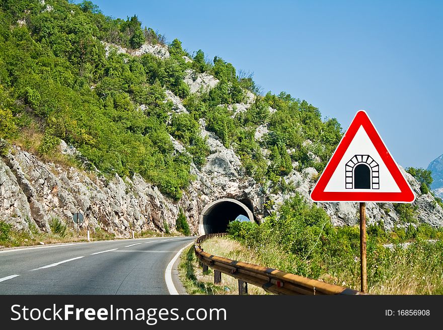 Serpentine road with tunnels in north Montenegro. Serpentine road with tunnels in north Montenegro