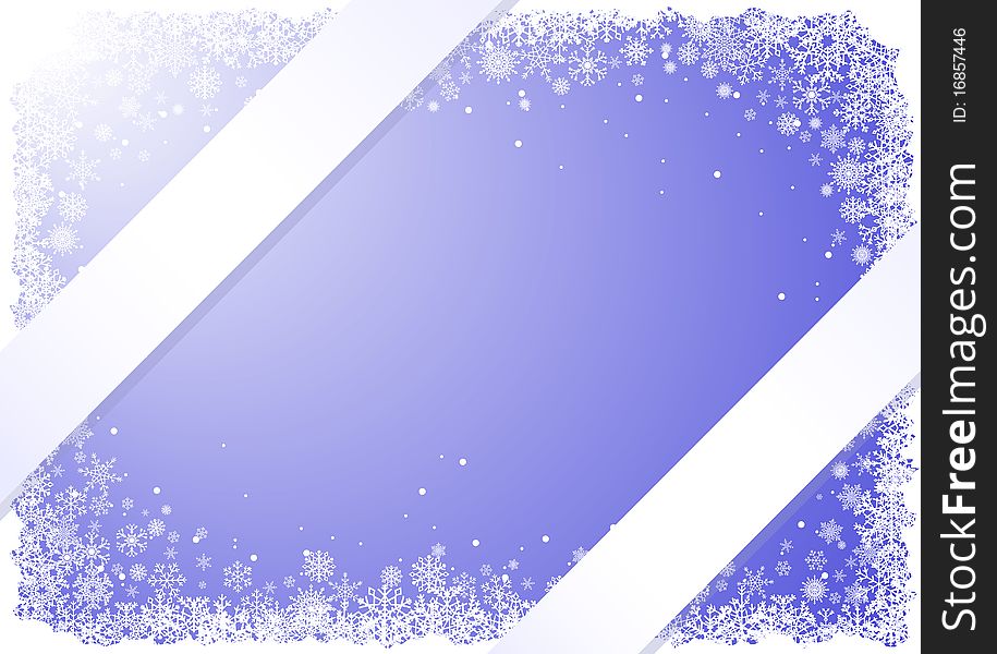 Blue Winter Frame With Snowflakes