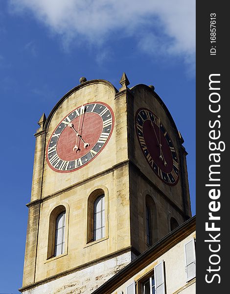 Tower whith clock in Neuchatel in Switzerland. Tower whith clock in Neuchatel in Switzerland