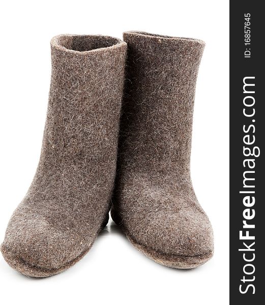 Pair gray woolly lock footwear