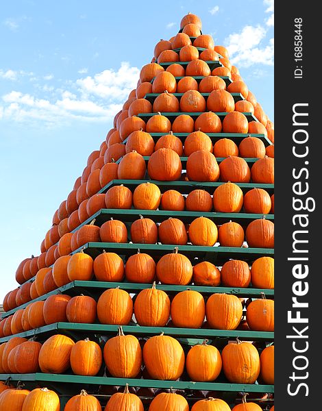 Beautiful pyramid made of pumpkins for autumn holidays. Beautiful pyramid made of pumpkins for autumn holidays