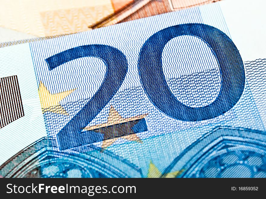 A twenty euro note excerpt close up