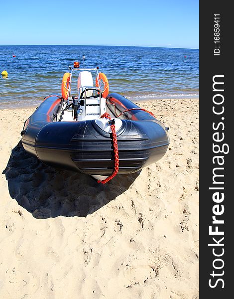 Lifeguard, boat on the beach. Lifeguard, boat on the beach