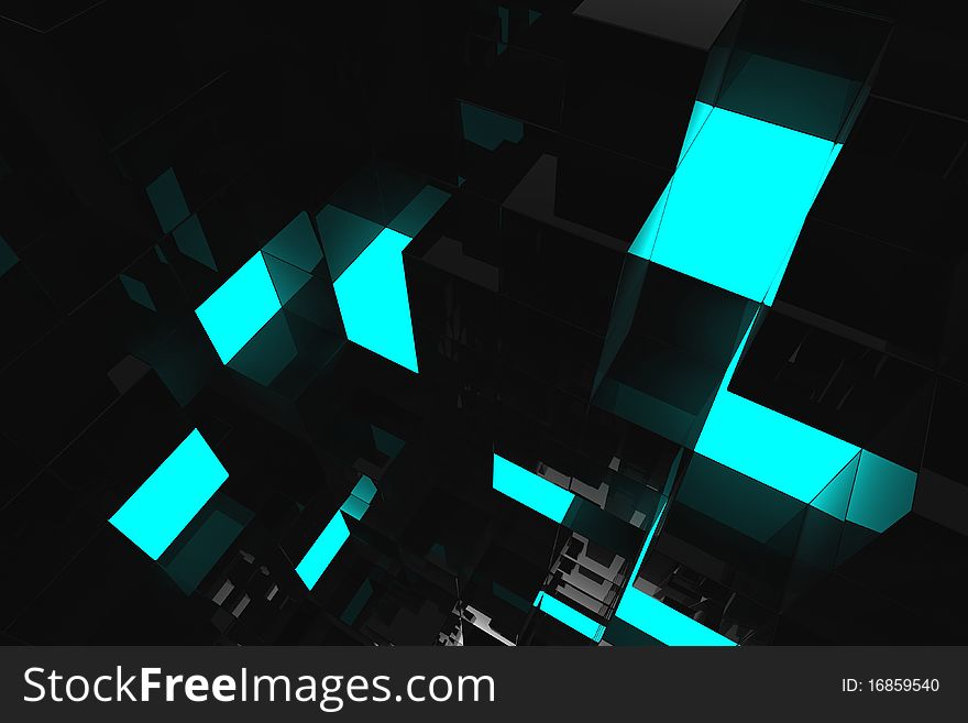 Abstract 3d futuristic structure in dark